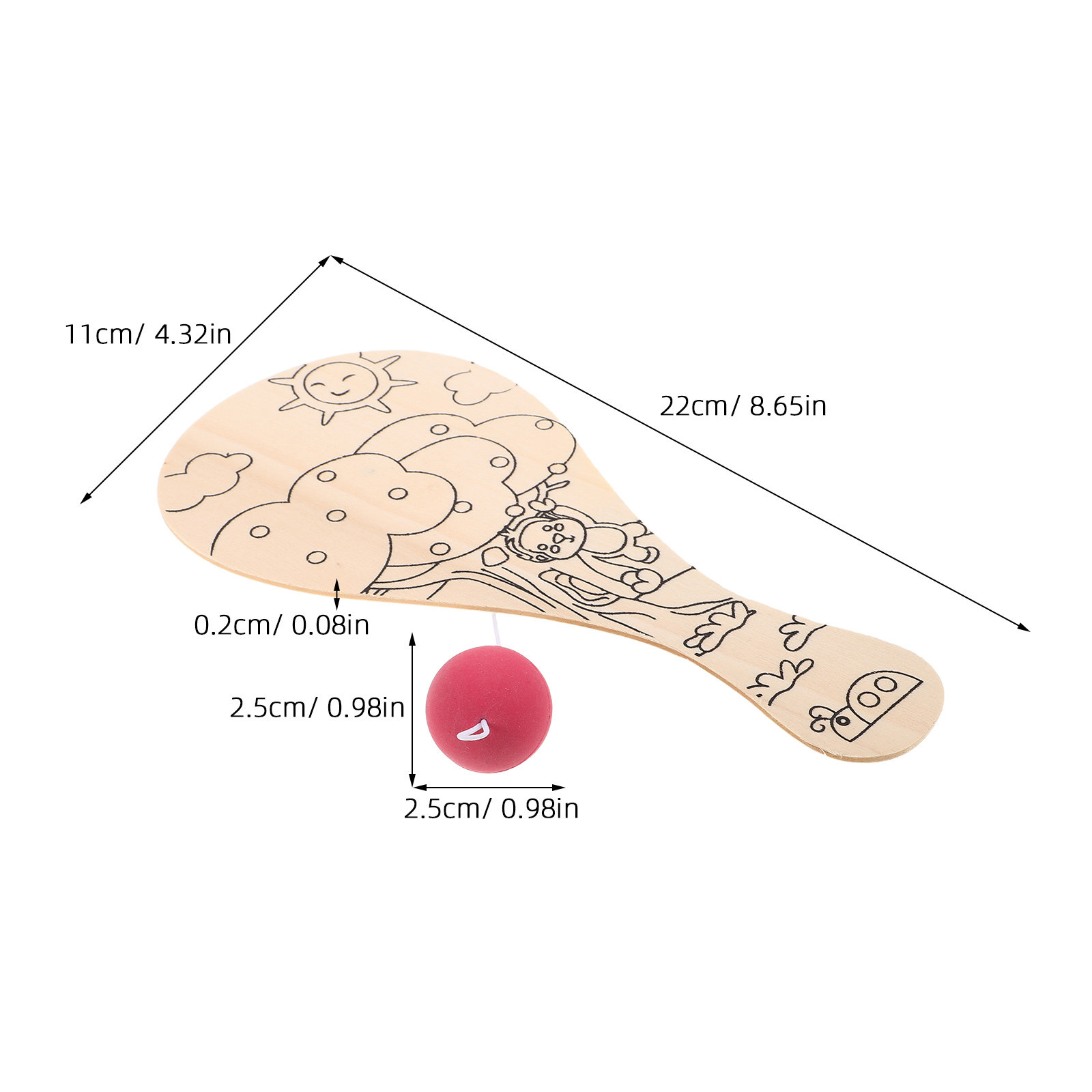 8Pcs Kids Blank Wooden Paddle  - Table Tennis Drawing ulasan dan harga